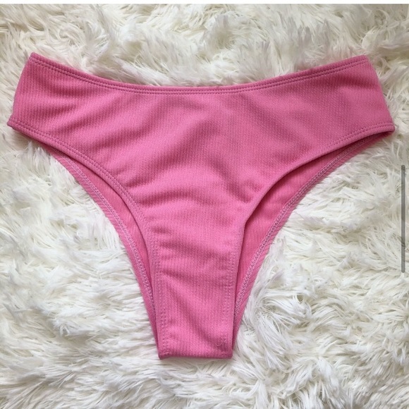 New Medium Ribbed Pink Bikini Top & Bottom Set - Picture 4 of 7
